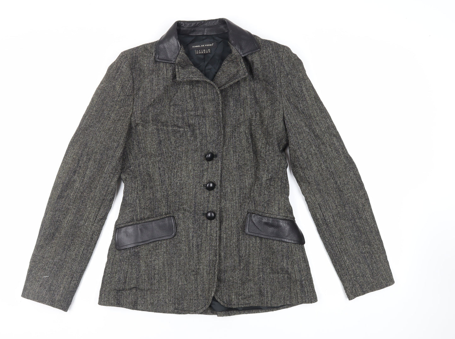 Isabel de Pedro Womens Green Jacket Blazer Size 12 Button