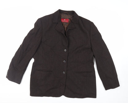 Dinomoda Womens Brown Geometric Jacket Blazer Size 16 Button