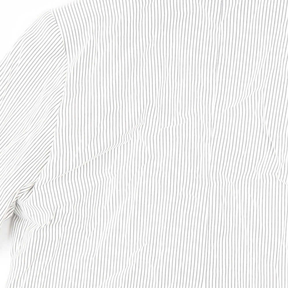 M&Co Womens White Striped Jacket Blazer Size 12 - Open
