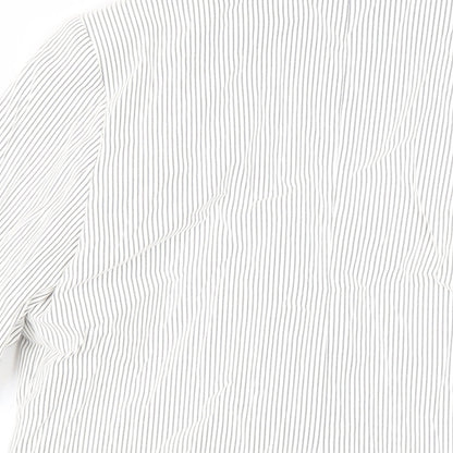 M&Co Womens White Striped Jacket Blazer Size 12 - Open