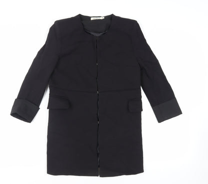 IVIVI Womens Black Overcoat Coat Size M Hook & Eye - Lightweight