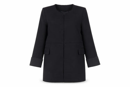IVIVI Womens Black Overcoat Coat Size M Hook & Eye - Lightweight