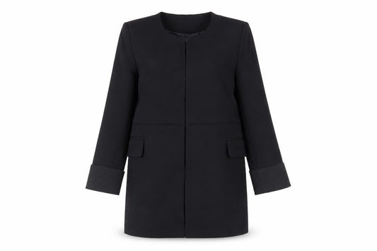 IVIVI Womens Black Overcoat Coat Size M Hook & Eye - Lightweight