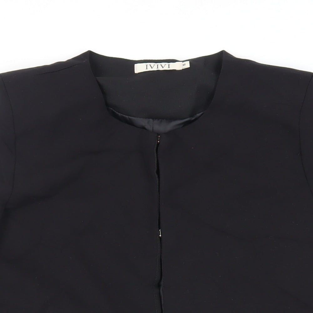 IVIVI Womens Black Overcoat Coat Size M Hook & Eye - Lightweight
