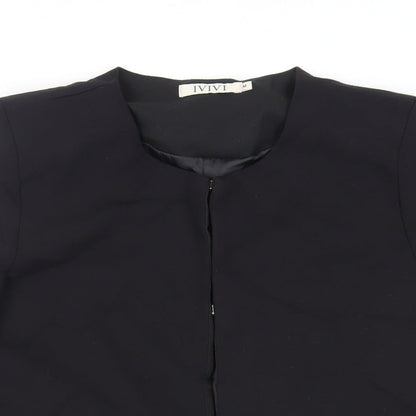 IVIVI Womens Black Overcoat Coat Size M Hook & Eye - Lightweight