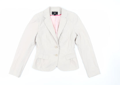 H&M Womens Beige Jacket Blazer Size 8 Button
