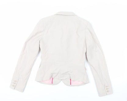 H&M Womens Beige Jacket Blazer Size 8 Button