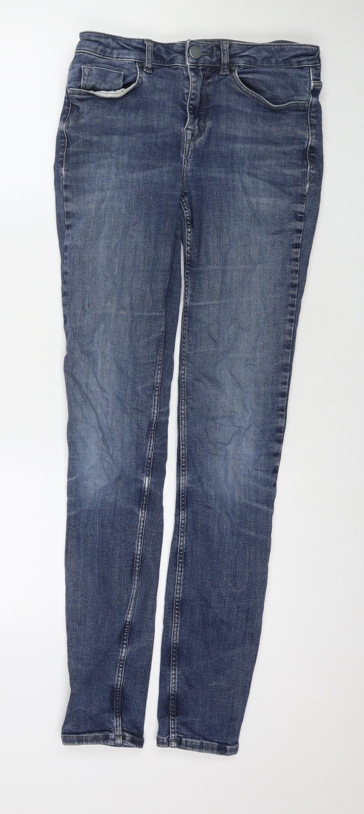 The White Company Womens Blue Cotton Skinny Jeans Size 8 L31 in Regular Zip