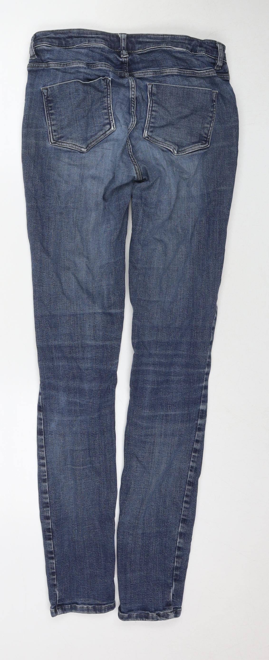 The White Company Womens Blue Cotton Skinny Jeans Size 8 L31 in Regular Zip