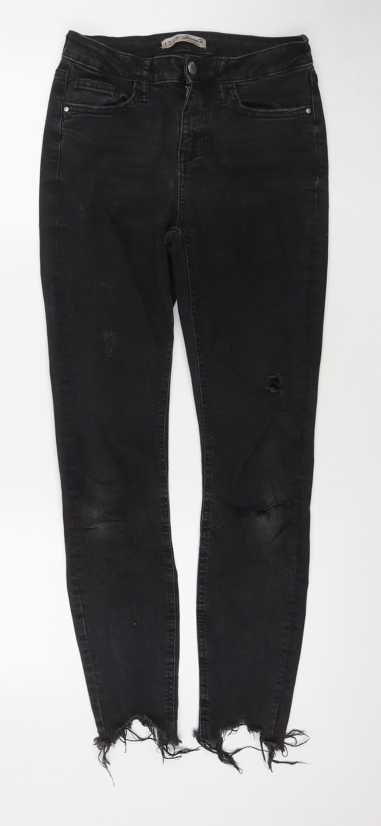 Womens UK Size 8 Denim & Co. Regular Fit Cropped Black Jeans