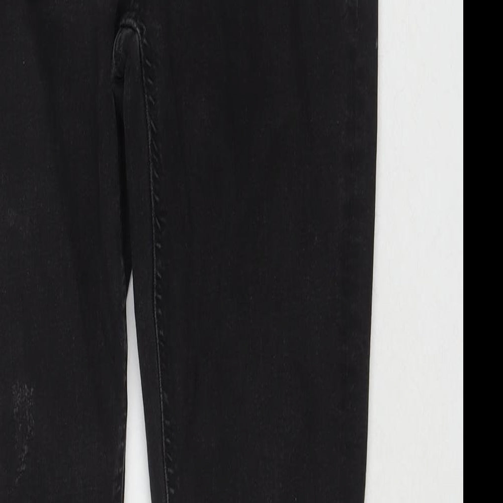 Womens UK Size 8 Denim & Co. Regular Fit Cropped Black Jeans