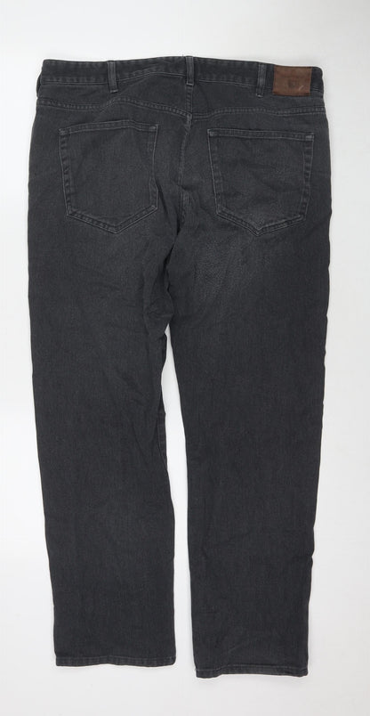 GANT Mens Grey Cotton Straight Jeans Size 36 in L30 in Regular Zip