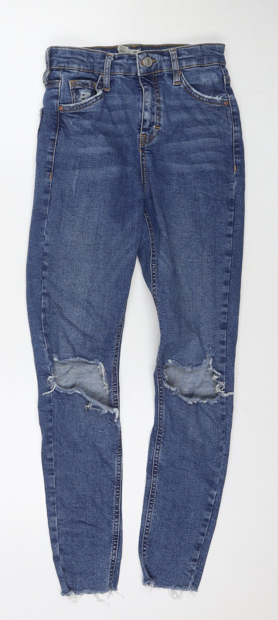 Topshop Womens Blue Cotton Skinny Jeans Size 26 in L30 in Regular Zip