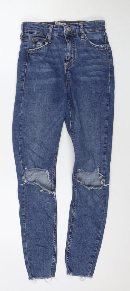 Topshop Womens Blue Cotton Skinny Jeans Size 26 in L30 in Regular Zip