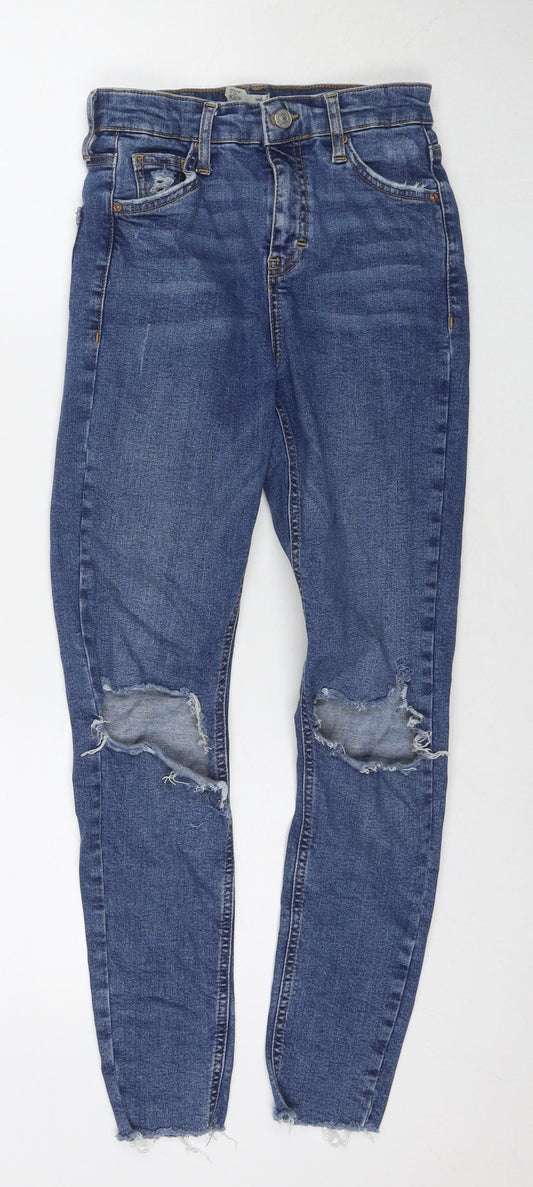 Topshop Womens Blue Cotton Skinny Jeans Size 26 in L30 in Regular Zip