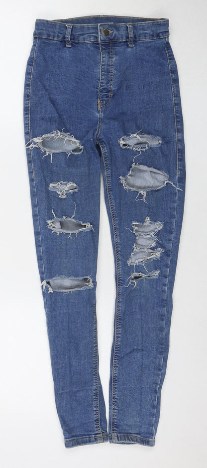 Topshop Womens Blue Cotton Skinny Jeans Size 28 in L30 in Regular Zip