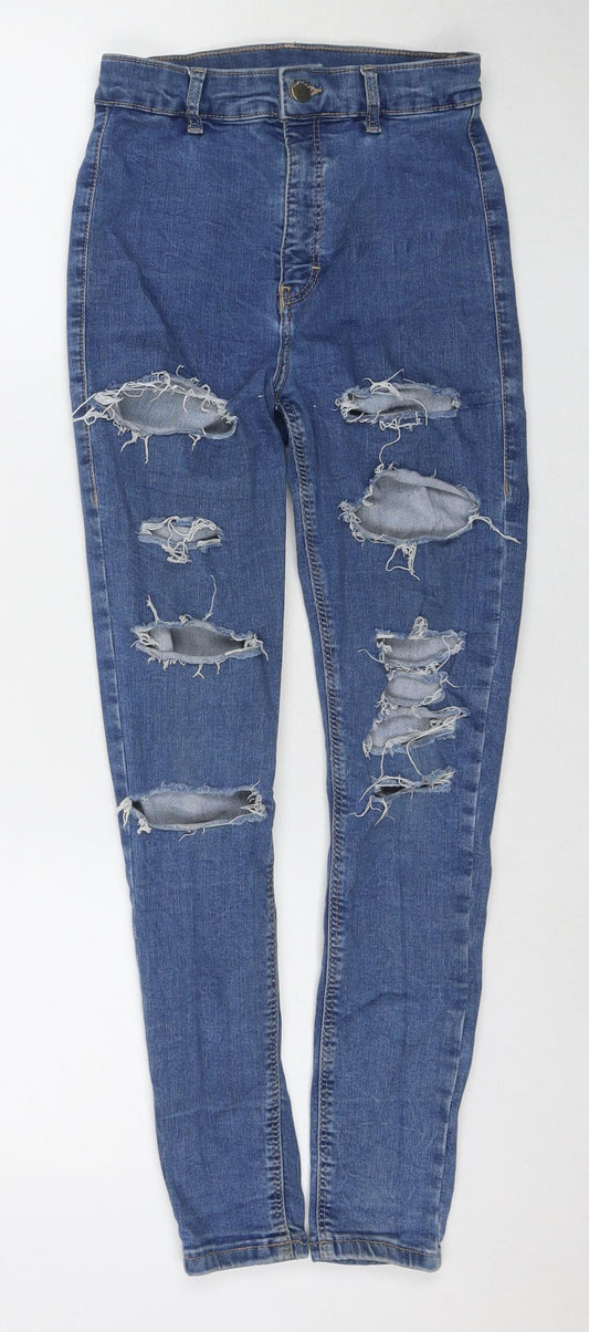 Topshop Womens Blue Cotton Skinny Jeans Size 28 in L30 in Regular Zip