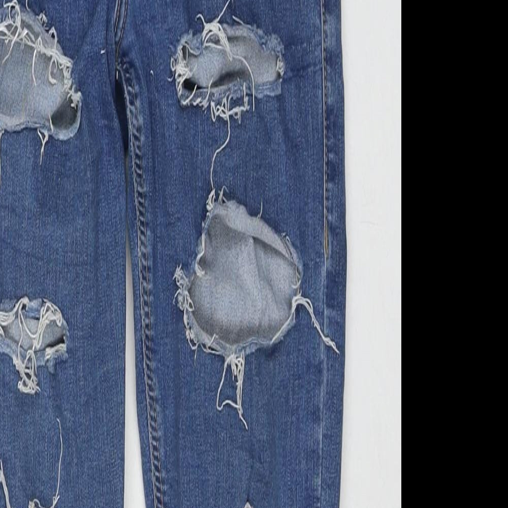 Topshop Womens Blue Cotton Skinny Jeans Size 28 in L30 in Regular Zip