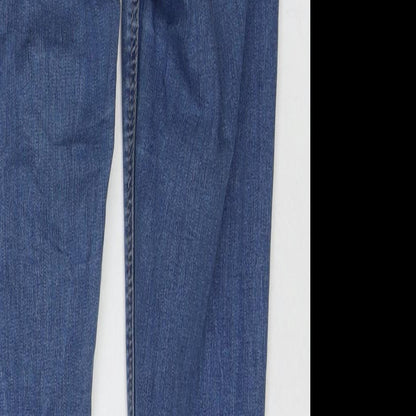 Topshop Womens Blue Cotton Skinny Jeans Size 28 in L30 in Regular Zip