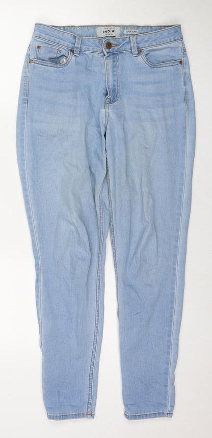 New Look Womens Blue Cotton Skinny Jeans Size 10 L28 in Regular Zip