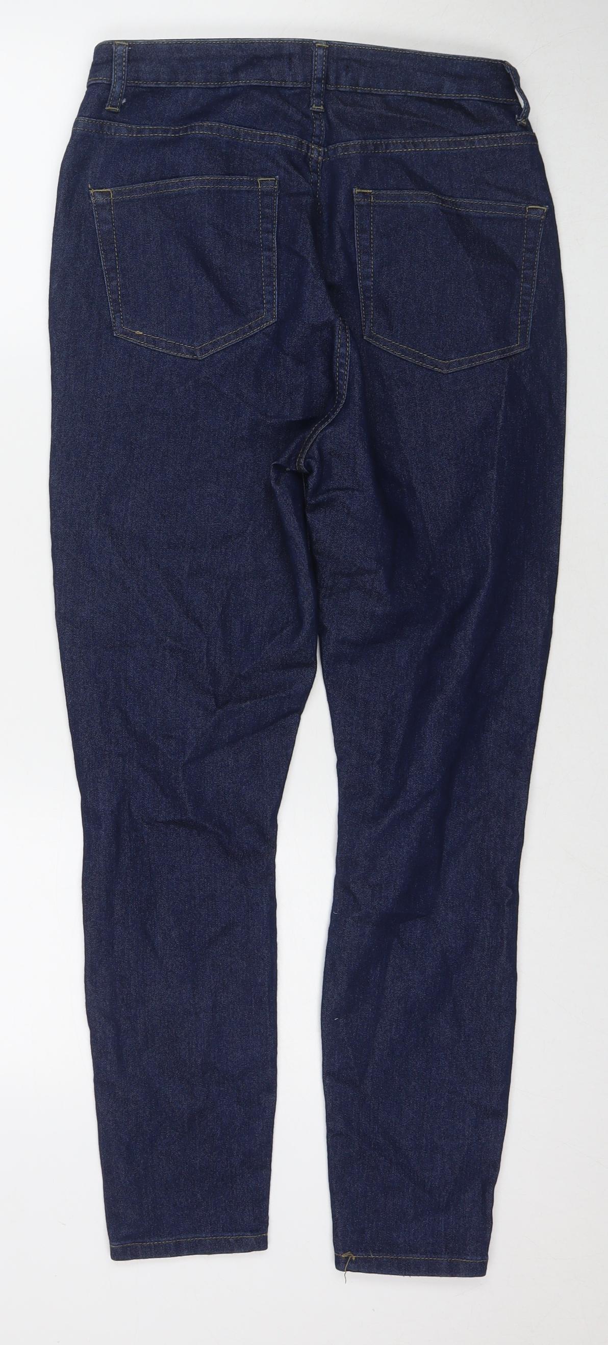 Boohoo Womens Blue Cotton Skinny Jeans Size 10 L27 in Regular Zip