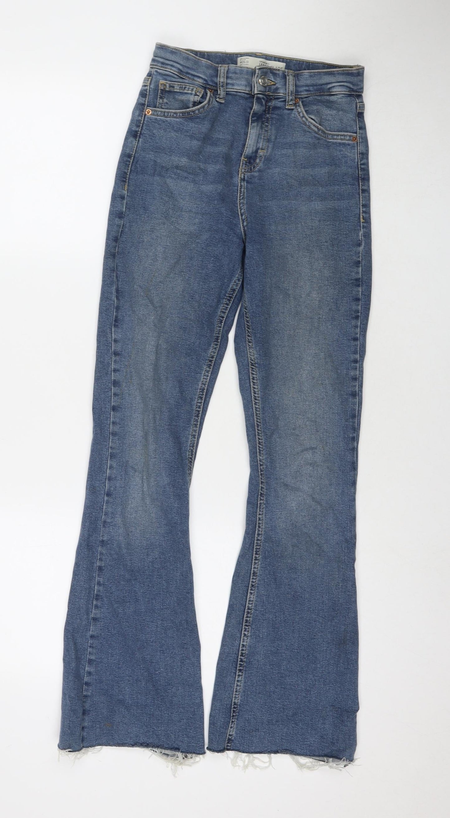 Topshop Womens Blue Cotton Flared Jeans Size 26 in L32 in Regular Zip