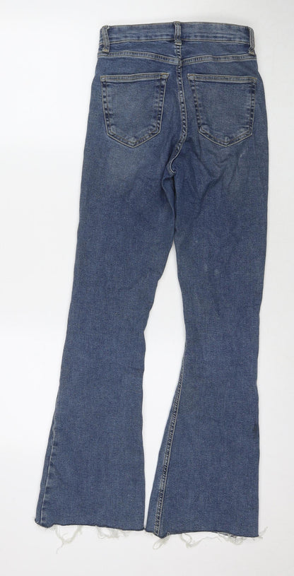 Topshop Womens Blue Cotton Flared Jeans Size 26 in L32 in Regular Zip