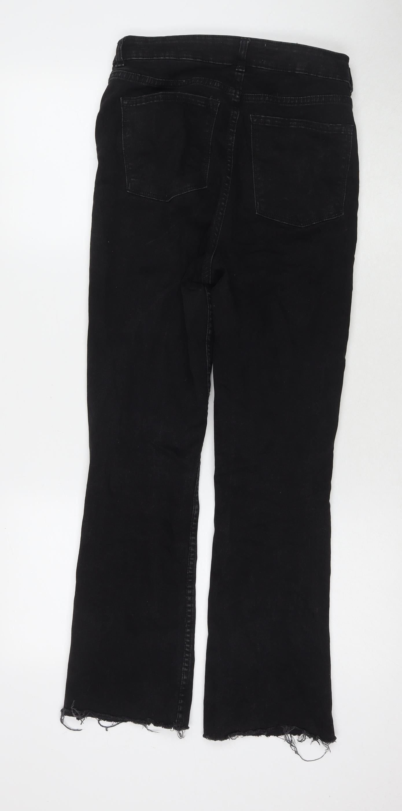 Denim & Co. Womens Black Cotton Straight Jeans Size 10 L27 in Regular Zip