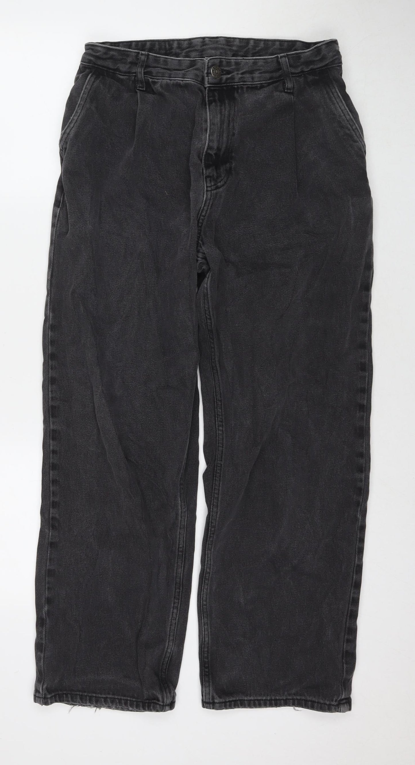 Bershka Womens Black Cotton Mom Jeans Size 30 in L28 in Regular Zip