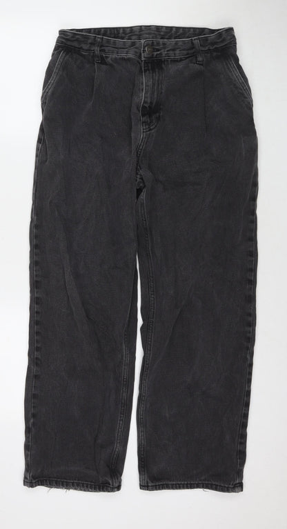 Bershka Womens Black Cotton Mom Jeans Size 30 in L28 in Regular Zip