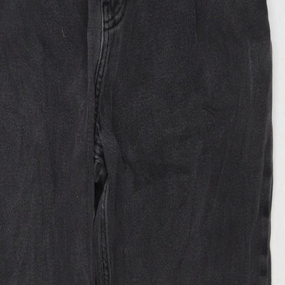 Bershka Womens Black Cotton Mom Jeans Size 30 in L28 in Regular Zip