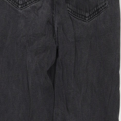 Bershka Womens Black Cotton Mom Jeans Size 30 in L28 in Regular Zip