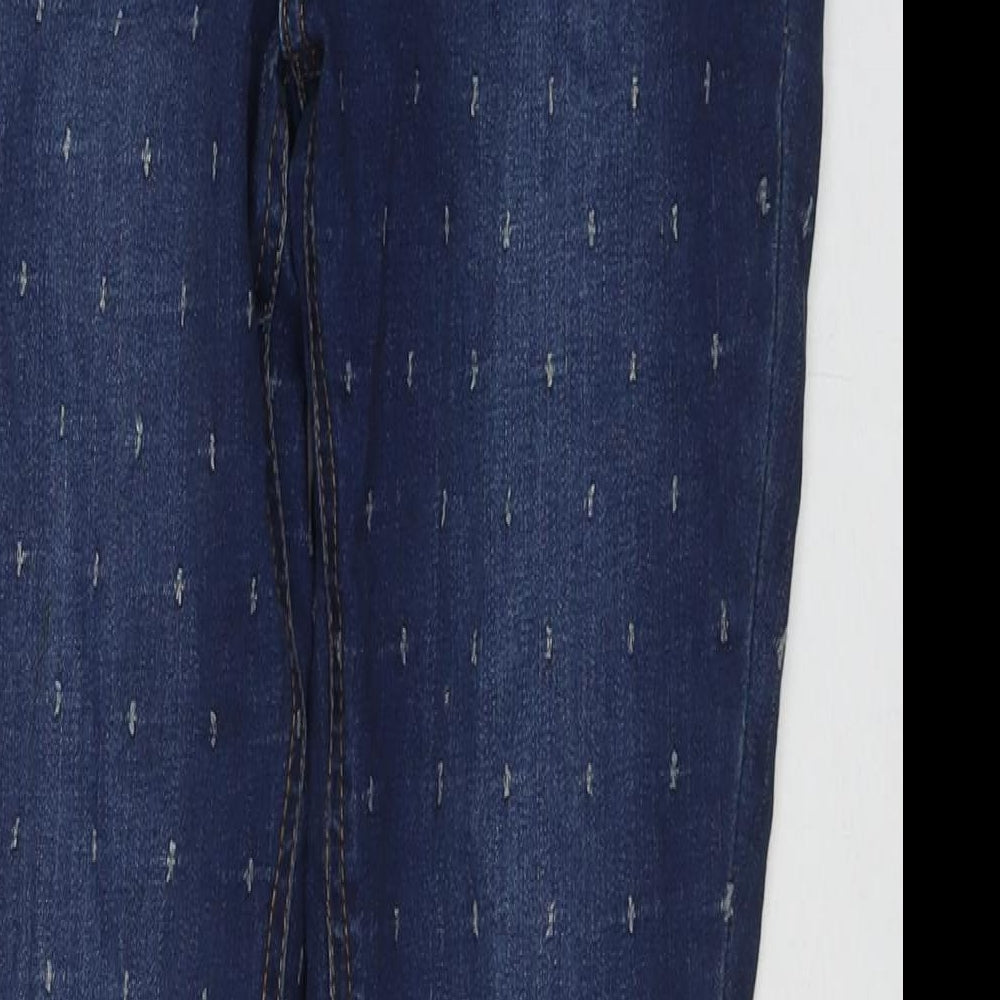 TU Womens Blue Cotton Skinny Jeans Size 12 L30 in Regular Zip - Cut Out Detail