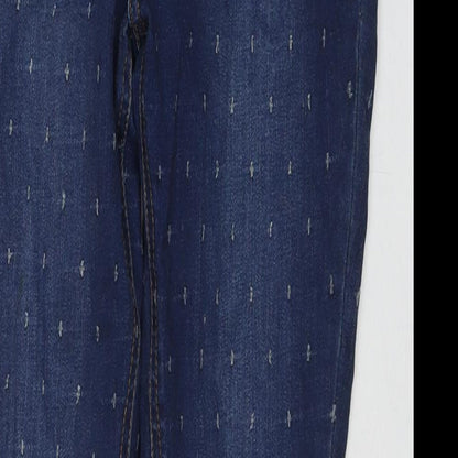 TU Womens Blue Cotton Skinny Jeans Size 12 L30 in Regular Zip - Cut Out Detail