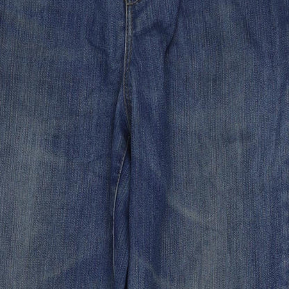 HANNAH Womens Blue Cotton Bootcut Jeans Size 14 L30 in Regular Zip