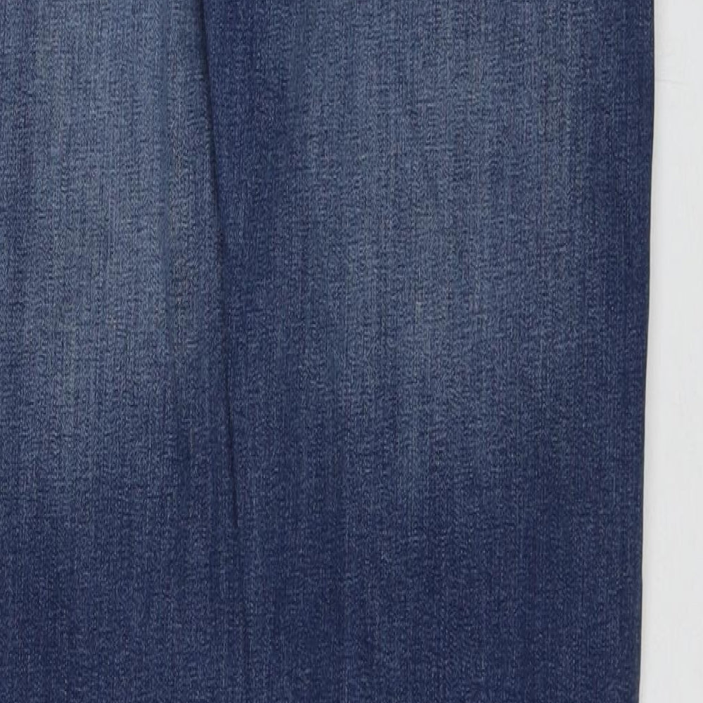 Marks and Spencer Mens Blue Cotton Straight Jeans Size 36 in L35 in Regular Zip