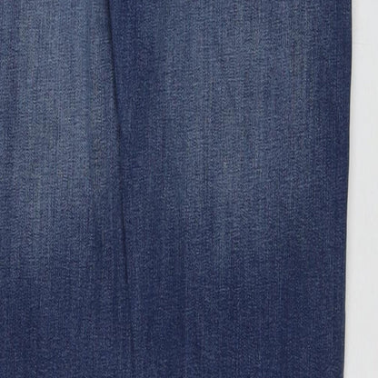 Marks and Spencer Mens Blue Cotton Straight Jeans Size 36 in L35 in Regular Zip