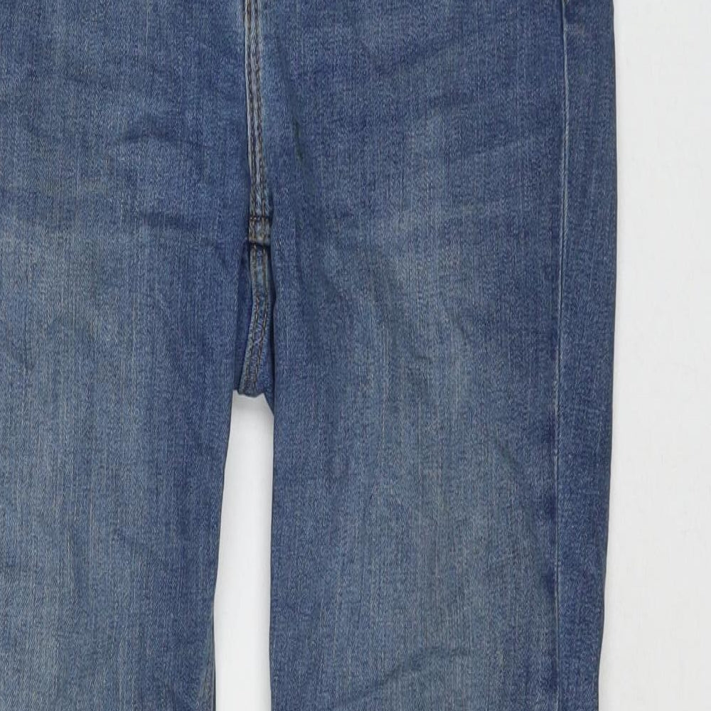 Zara Womens Blue Cotton Skinny Jeans Size 10 L27 in Regular Zip - Pearl Detail