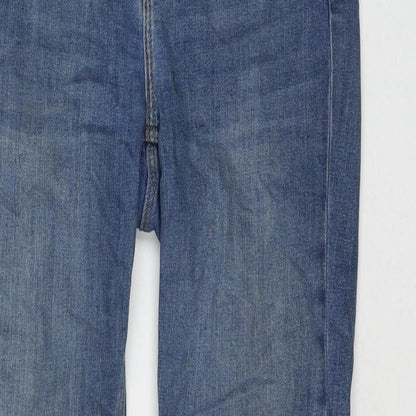 Zara Womens Blue Cotton Skinny Jeans Size 10 L27 in Regular Zip - Pearl Detail