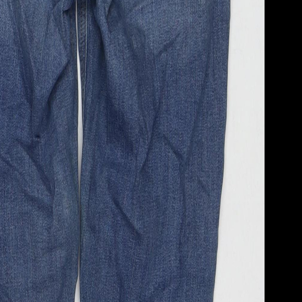 Zara Womens Blue Cotton Skinny Jeans Size 10 L27 in Regular Zip - Pearl Detail