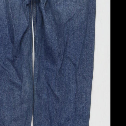 Zara Womens Blue Cotton Skinny Jeans Size 10 L27 in Regular Zip - Pearl Detail
