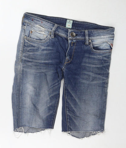 Replay Mens Blue Cotton Bermuda Shorts Size 28 in L9 in Regular Zip - Customized Shorts