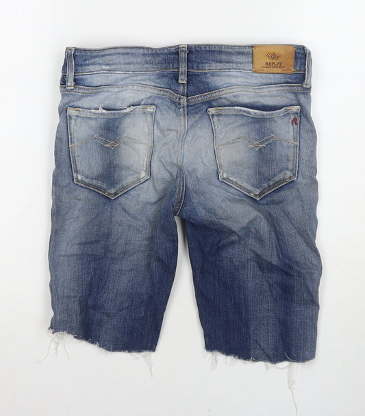 Replay Mens Blue Cotton Bermuda Shorts Size 28 in L9 in Regular Zip - Customized Shorts