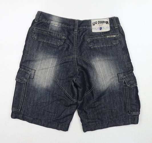 Lee Cooper Mens Blue Polyester Bermuda Shorts Size 30 in L10 in Regular Zip