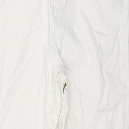 Denim & Co. Womens White Cotton Cropped Jeans Size 14 L27 in Regular Zip