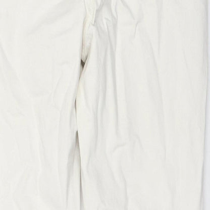 Denim & Co. Womens White Cotton Cropped Jeans Size 14 L27 in Regular Zip