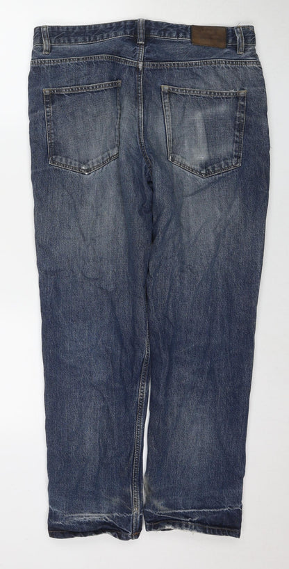 TU Mens Blue Cotton Straight Jeans Size 34 in L30 in Regular Zip