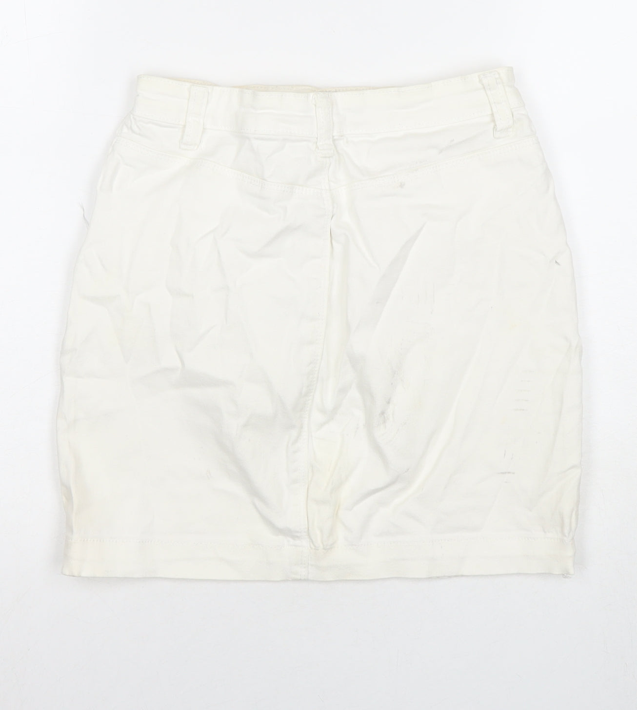 Missguided Womens White Cotton A-Line Skirt Size 10 Zip