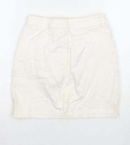 Missguided Womens White Cotton A-Line Skirt Size 10 Zip