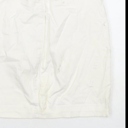 Missguided Womens White Cotton A-Line Skirt Size 10 Zip
